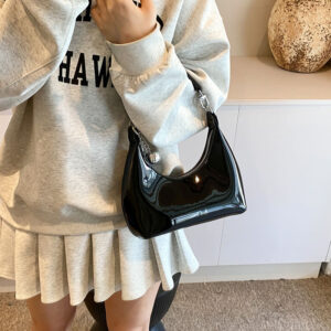 French-style Light Underarm Horn Bag Women, 2026 New Fashion Patent Leather Versatile Crossbody Bag, Suitable For