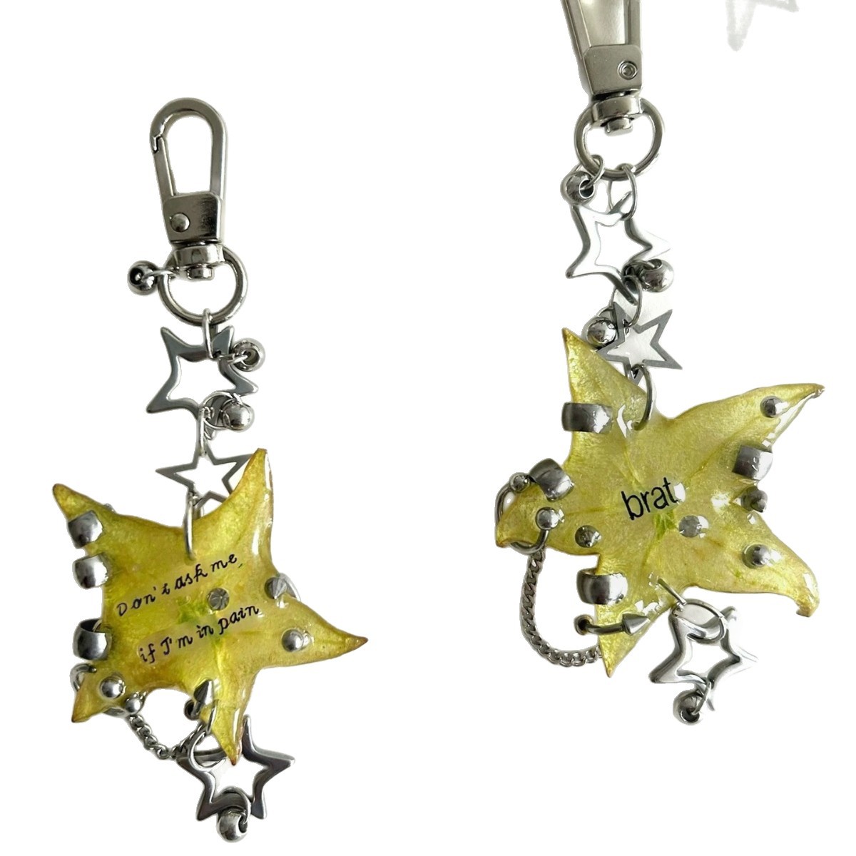 Starfruit Star Perforated Nail Epoxy Resin Bag Charm Keychain Simulation Series Niche Hanger - Image 5
