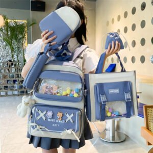 Kids & Baby’s Bags New Schoolbag Cute Contrast Color Junior High School Student Five Piece Backpack Wholesale