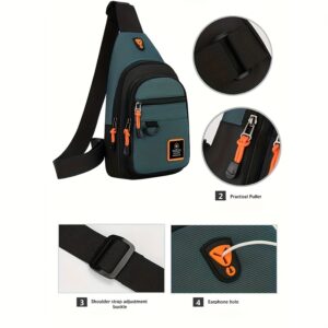 Lightweight Men Chest Sling Oxford Multi-compartment Crossbody Bag Adjustable Shoulder Backpack For Outdoor Travel Sport