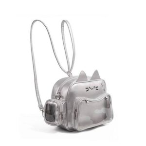 Unisex Aesthetic With Mechanical Cat Design, Waterproof PU Material, 20-35L Capacity, Urban Minimalist Style Y2K