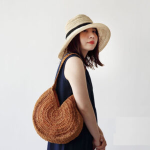 New Large Capacity Straw Woven Single Shoulder Handbag Round Women’s Holiday Beach Bag