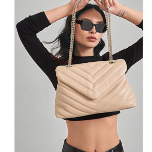 Cross border commuter soft single shoulder crossbody handb women’s metal embroidery V shaped versatile chain diamond