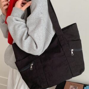 Korean-style Simple Solid Color Retro Casual Mommy Canvas For Women, 2026 New Model, Thick, Fashionable, Versatile