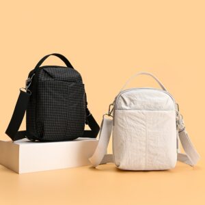Women Grid Nylon Crossbody Top Handle Adjustable Strap Anti-Scratch Waterproof Casual Commute Travel Shoulder Messenger