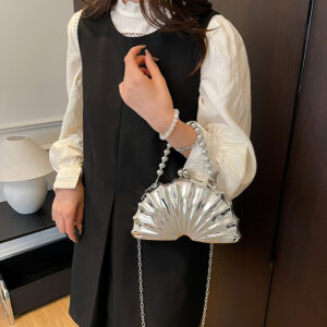 Evening Acrylic Coral Box Chain Fan Shape Shell Handheld Shoulder Crossbody Bag For Women