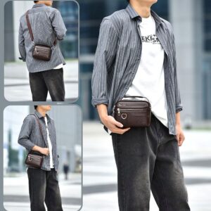 Men’s Crossbody Slim Minimalist PU Shoulder Bag For Business Travel – Waterproof & Durable