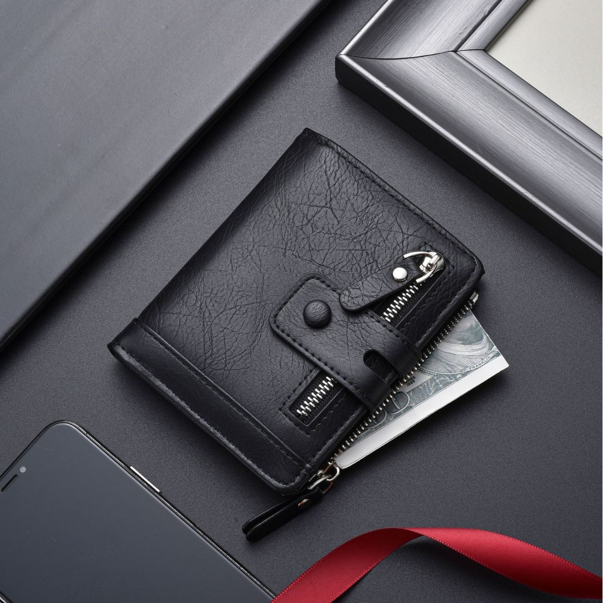 New Men's Zipper Card Multi-card Casual Large Capacity Multi-function Wallet Change Bag - Image 2