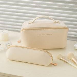 Organ pillow Makeup PU Leather toiletry bag High appearance level tote Travel portable storage bag(Two-piece set)