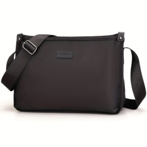 Plain Faux Leather Crossbody Messenger Bag Unisex Simple Logo Tag Design Lightweight Portable Everyday Walking Travel