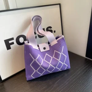 Korean Knitted Wool Underarm For Women Autumn Winter Checkered All-in-One Hand Shoulder Fashion Bag