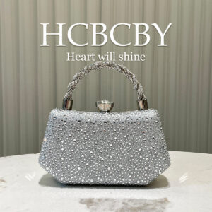 Silver Glitter Double-Side Crystal Clutch Bag – Elegant Evening Handbag For Women