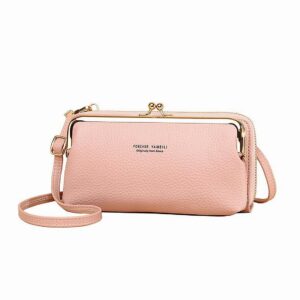 Mobile Phone Oblique Span Multi-functional Pu Leather Dinner Fashion Lychee Print Shoulder Bag