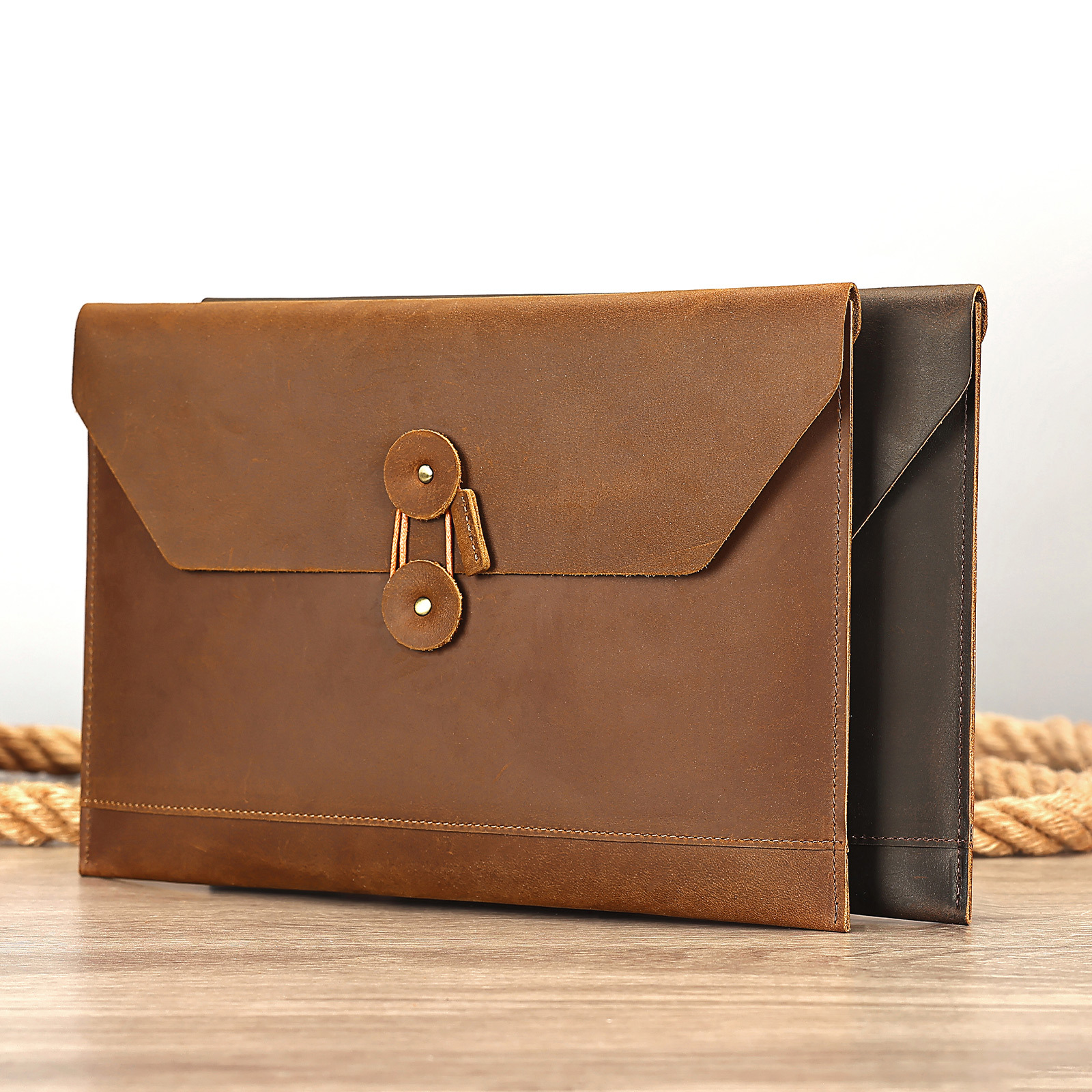 Wrapped Rope Men's Multi Card Flat Storage Bag, Business Travel A4 File Bag - Image 3