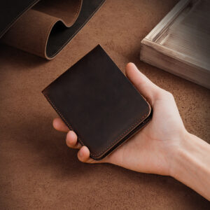 Crazy Horse Men’s Genuine Leather Inside And Out Style Dollar Clip Short Top Layer Cowhide Wallet For Men