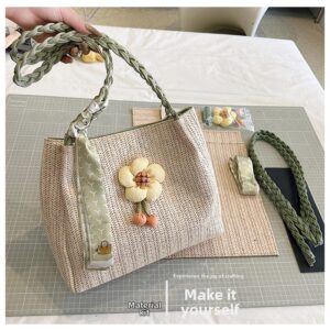 Handmade Woven Straw Tote For Women Trend Retro Large Capacit Shoulder Bag DIY Material Kit Versatile Fashion