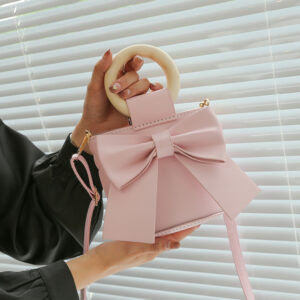 Bow DIY hand woven material for girlfriend bestie gift niche design portable bucket bag