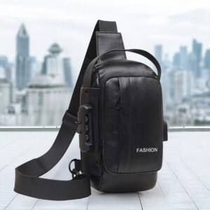 New PU Texture Men’s Breast Anti-theft Combination Lock Shoulder Large Capacity Business Commuter Portable Messenger Bag