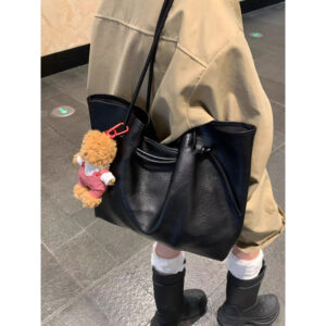 High-end Retro Strap Tote For Women 2026 Large Capacity PU Leather Shoulder Bag Fashion Handbag