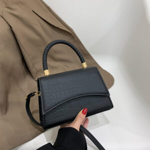 Solid Color Pu Leather Shoulder Bag Fashion Designer Small Handbag Top Handle For Women Pattern Crossbody Bags Purse