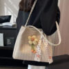 Off-White Floral Straw Bag