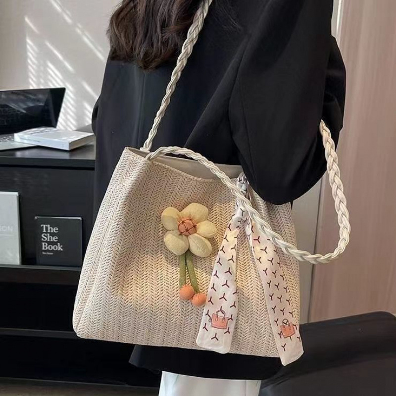 Woven Straw For Women Large Capacity 2026 New Summer Versatile Shoulder Beach Crossbody Commuter Tote Bag - Image 4