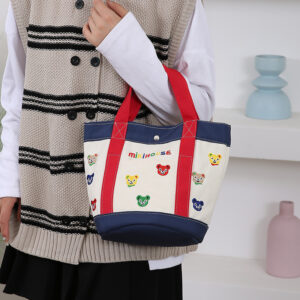 Miki New Cartoon Embroidered Canvas For Women Large Capacity Mommy Lunch Bag High-Value Handbag