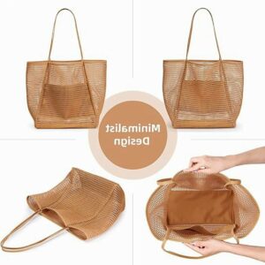 Large Capacity Mesh Beach Handbag Hollowed Out Women’s Shoulder Outdoor Travel Storage Tote Bag