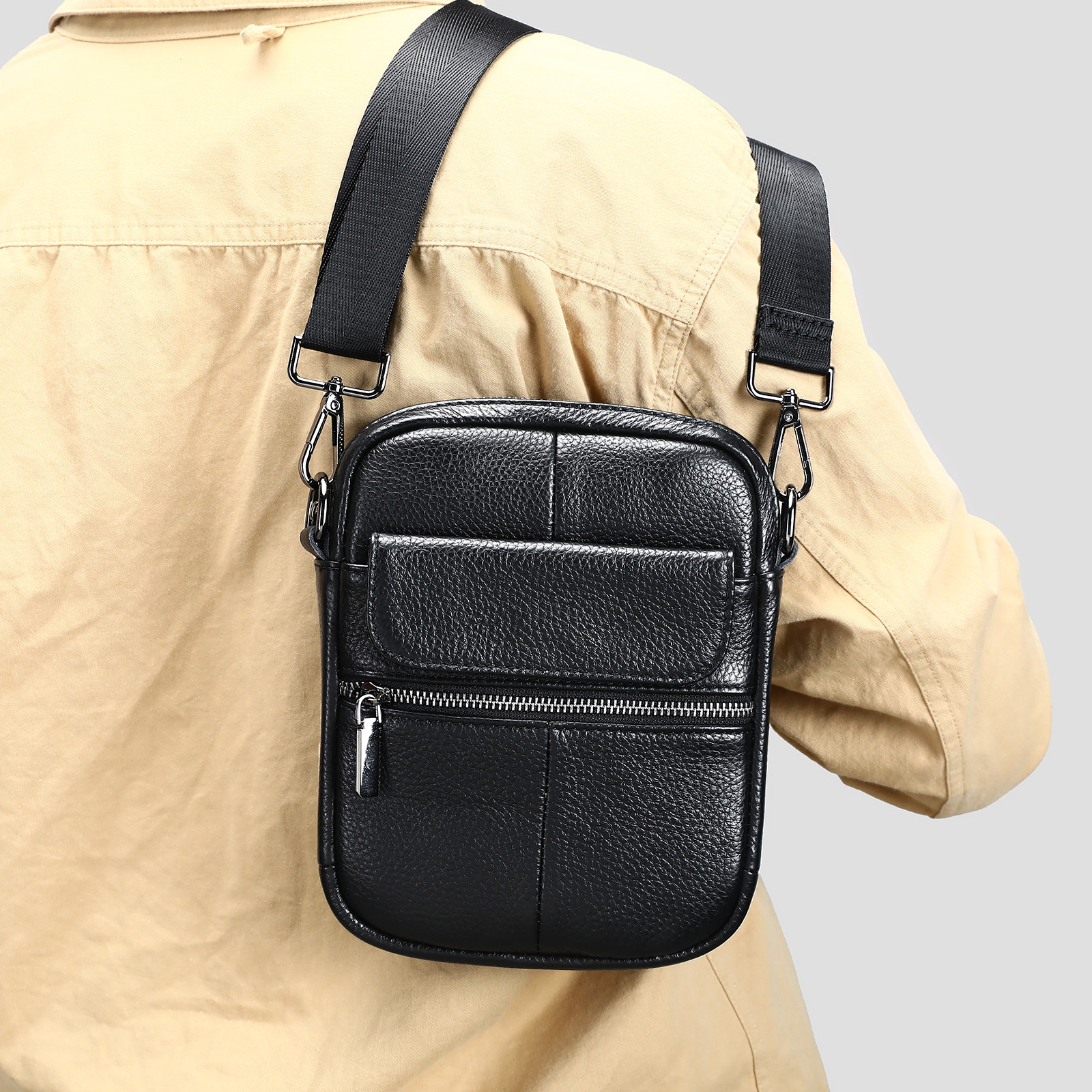Marant Leather Messenger High Grade First Layer Cowhide Mobile Phone Shoulder Men's Bag - Image 2