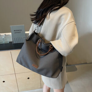 Women’s Trendy Large-Capacity Canvas Shoulder Bag Simple Crossbody Tote For Commuting Casual Shopping Multi-Compartment