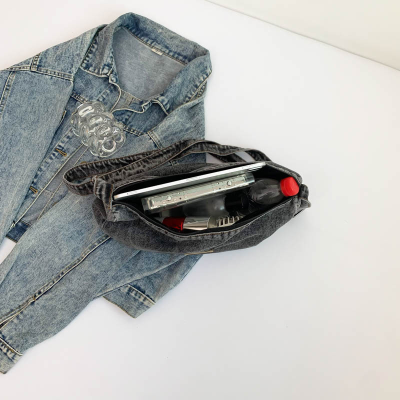 Women's New Shoulder Simple Ladies Denim Dumpling College Student Fashion Canvas Bag - Image 4