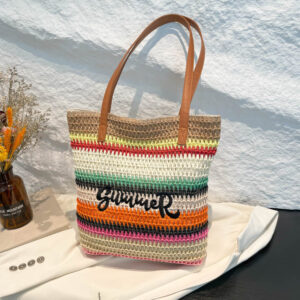 Women’s 2026 Fashion New Summer Woven Embroidered Beach Tote Large Capacity Shoulder Travel Straw Bag