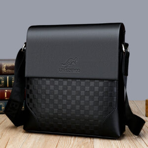 Checkerboard Retro Leather Men Shoulder Crossbody Bag, Foreign Trade Direct Sales Cover Bag