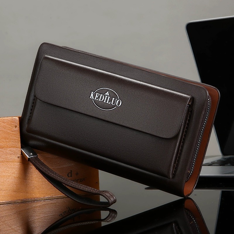 Cross-Border Double Zipper Business Commuting Large Capacity Clutch Men's Bag