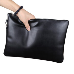 Clutch Wrist Large Capacity Casual A4 Document PU Leather Bag Simple Men’s Handbag