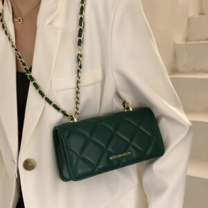 Women’s Stylish Quilted Chain Shoulder – Elegant Small Crossbody Purse With Detachable Strap For Daily Use Messenger Bag