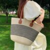 Beige Bag-Black Stripes