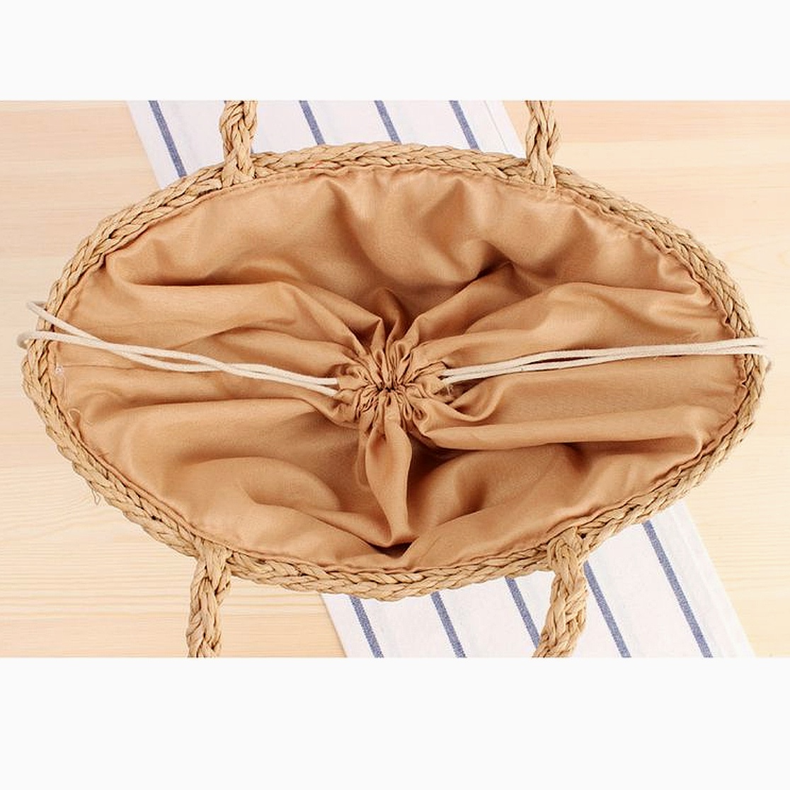 Pure Color Simple Straw Retro Woven Shoulder Fashion Silk Towel Paper Rope Casual Bag - Image 4