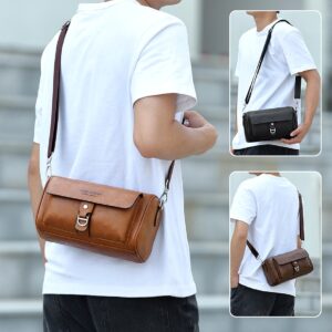 Stylish Business & Casual Use​ Vintage PU Crossbody For Men Spacious Shoulder Bag