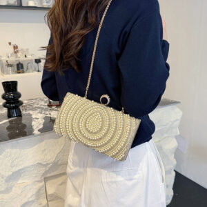 2026 New Pearl Inlaid Diamond Banquet Socialite Clutch Crossbody Single Shoulder Prom Bag Evening Wear