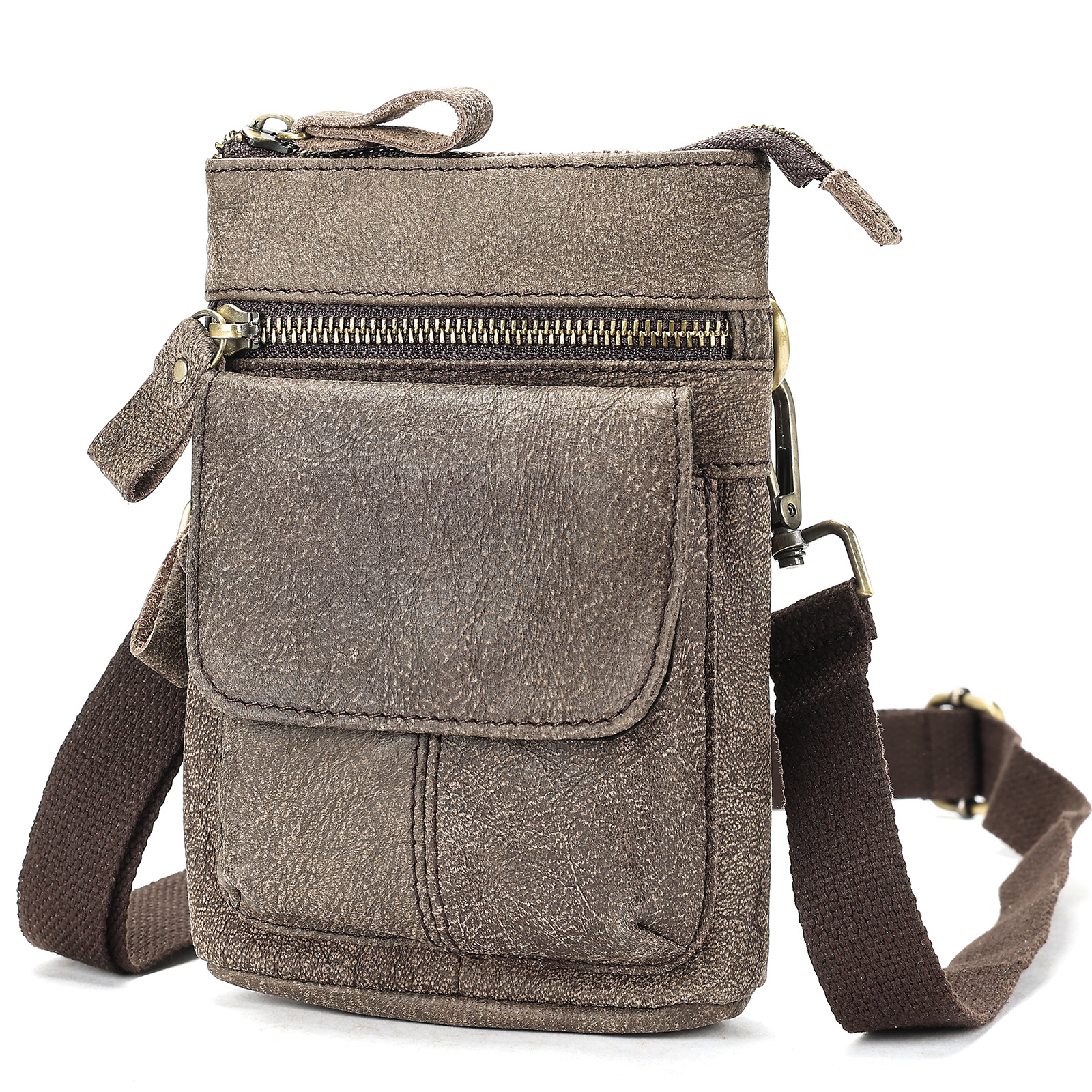 Marant Genuine Leather High End Mini Cowhide Men's One Shoulder Small Hanging Messenger Bag - Image 5