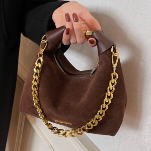 French Style Niche Suede Bag, Women’s Fashionable Versatile Handbag, Casual Texture Retro Crossbody Bag