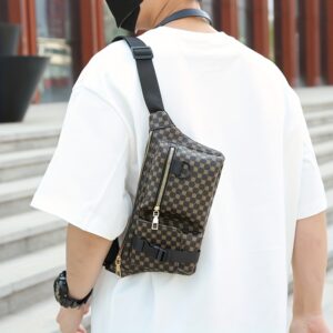 Luxury Printed PU Multi Compartment Fanny Pack Adjustable Waist Crossbody Belt Bag For Men