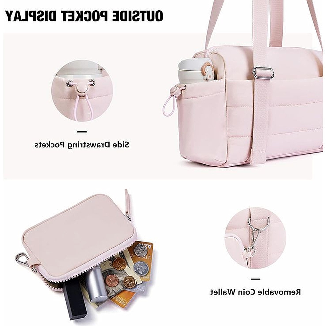 Women's Mini Duffel Shoulder Bag With Wet Compartment New Functional Bags Gym Tote - Image 6