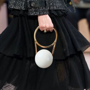 High-End New 2026 Round Ball Electroplated Handle PVC Evening Bag Simple Runway Style Handbag Ins