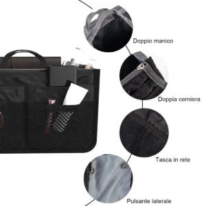 Women Nylon Travel Insert Organizer Large Multiple Handbag Purse Lady Makeup Cosmetic Bag Tote 250402