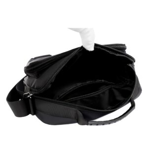 Premium Smooth PU Leather Horizontal Shoulder Bag Stylish Decorative Strip Durable Lightweight Outdoor Work Daily Men