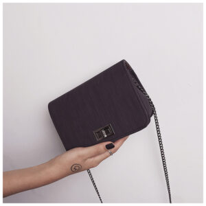 Textured Small Square With Chain Turn Lock, Minimalist Women’s Phone Coin Purse, Shoulder And Crossbody Bag