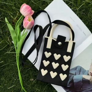 Love Fashionable Versatile Mobile Phone Portable Messenger Knitted Bag