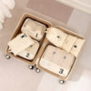 Beige 7-piece travel organizer